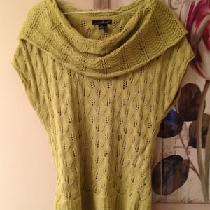 Crochet sweater with cowl neck