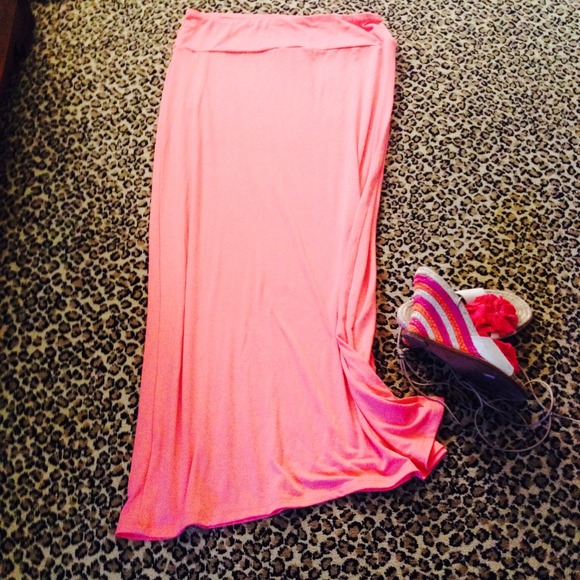 Cotton Maxi Skirt Coral Crush NWT