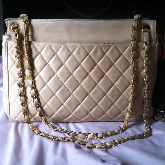 CHANEL Handbags - * SOLD * Chanel Vintage Beige Timeless Tote