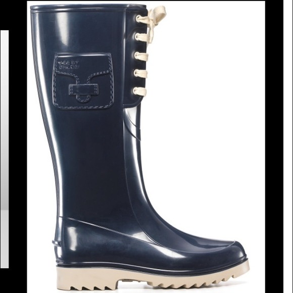 See by chloe navy rain boots size 9 - Picture 3 of 4