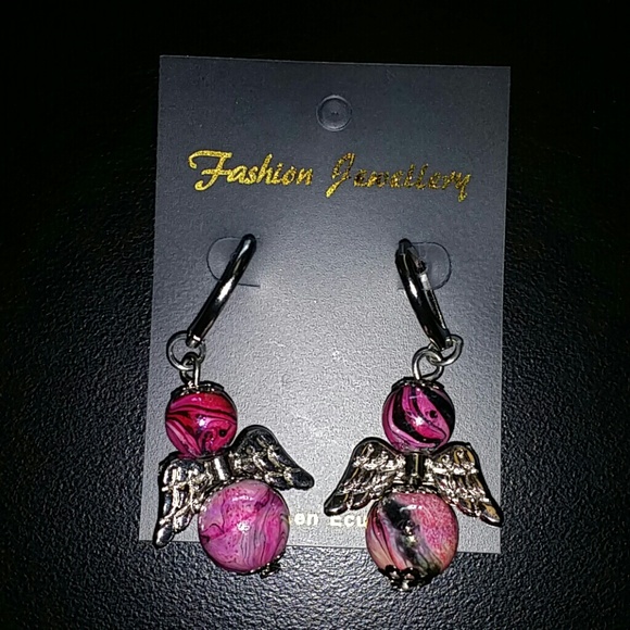 Pink Angel Earrings, New!!!!