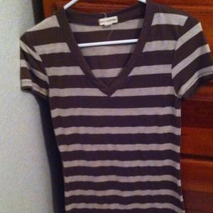 Women's brown and white stripped shirt