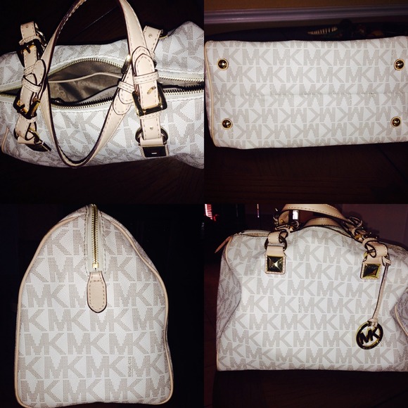 Micheal Kors Grayson Large Logo Satchel, Vanilla