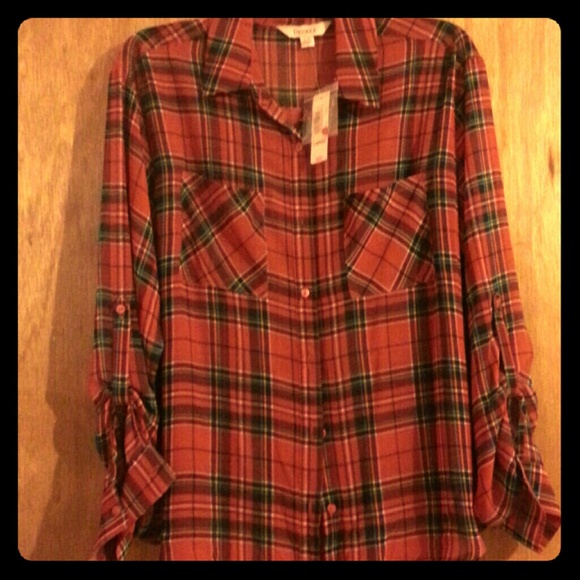 Plaid silk top - Picture 1 of 1