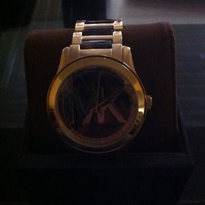 Michael Kors tortoise runway logo watch