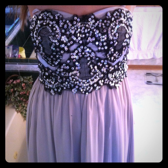 Light gray and black prom dress size XS