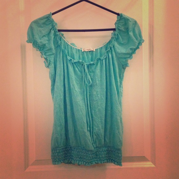Light turquoise peasant top