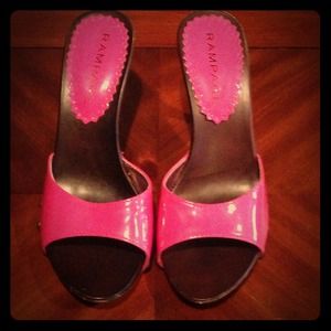 Hot pink backless heels size 7.5