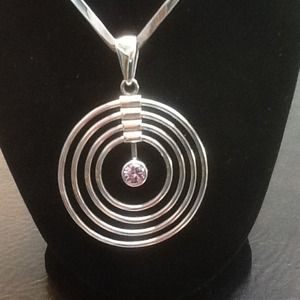 Pendant sterling silver with pink crystal