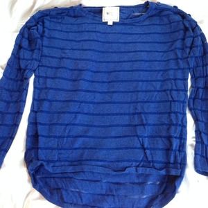 royal blue striped high low sweater