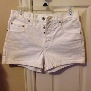 White denim jean Guess shorts. High waisted.