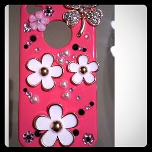 Custom Clover Bling Pink iPhone 4 Case