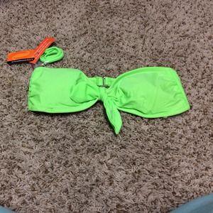 Lime green Bandeau swim suit top