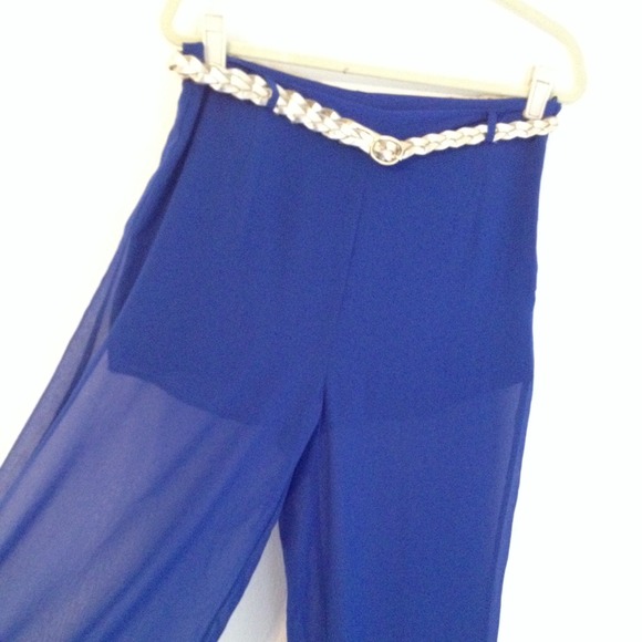 H&M Pants - Electric Blue Sheer Wide Leg Pants