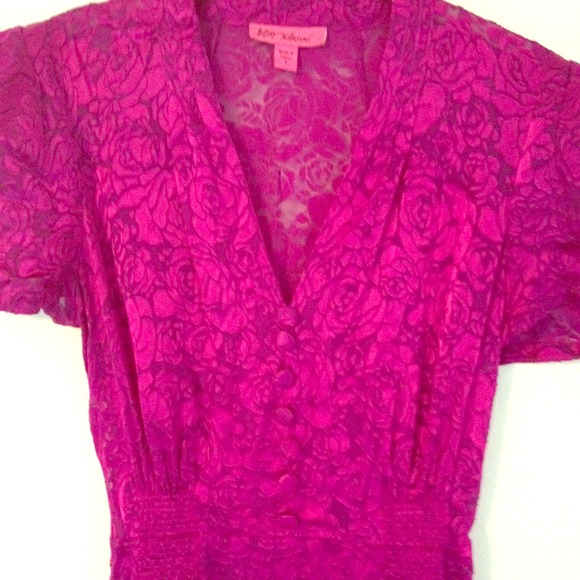 Betsey Johnson Magenta Silk Rose Dress