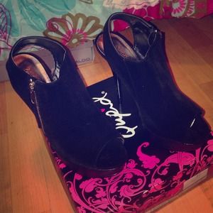 Black Velvet Open Toe Booties