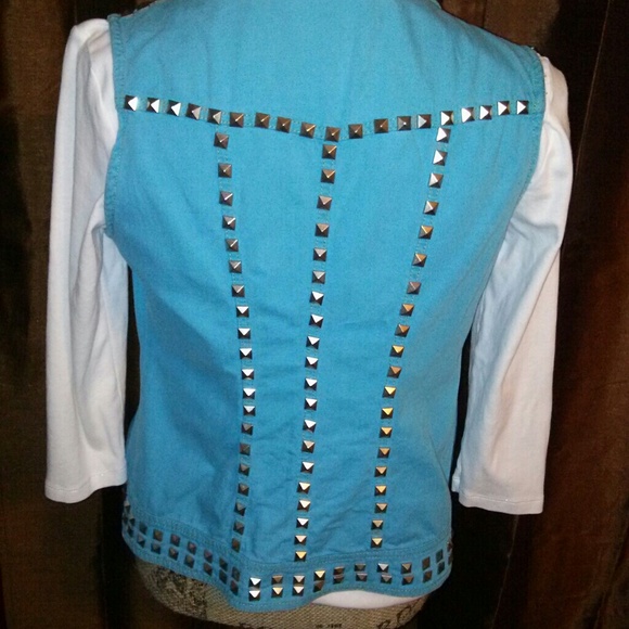 Monoleno Turquoise Denim Studded Vest - Picture 2 of 3