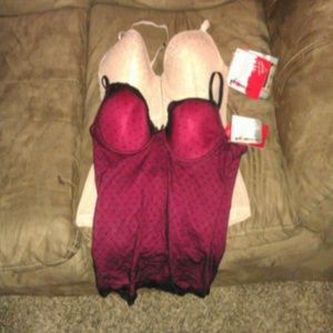 2 shaper camisols one red, one tan