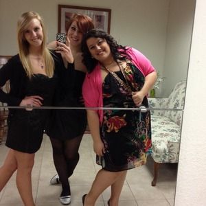 Black polka dotted dress