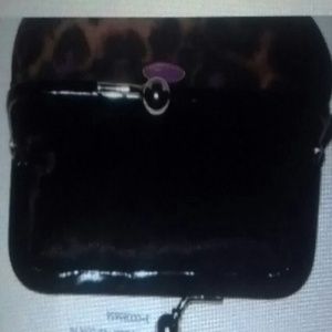 Coach sig stripe ocelot print framed coin purse