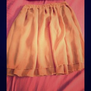 Chiffon cute mini beige skirt
