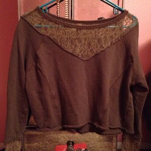 Brown free people lace sweater