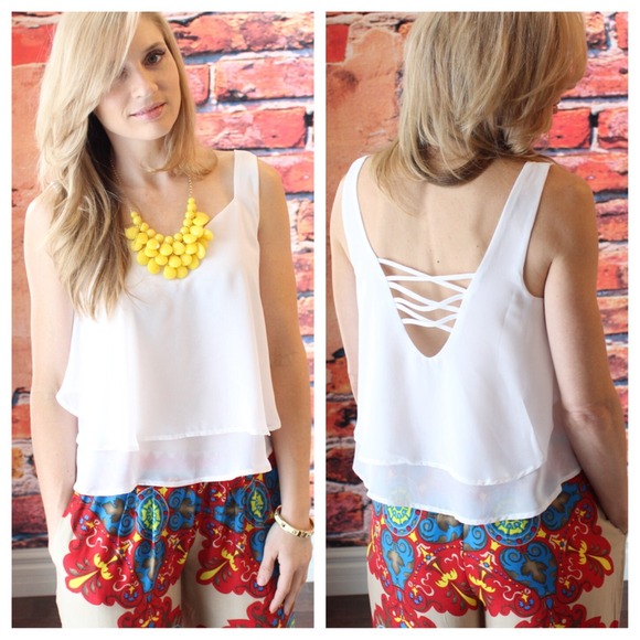 Blu Pepper Tops - Layered white back detail tank