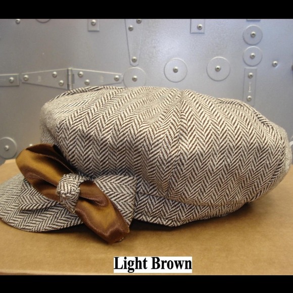 Light Brown Newsboy Herringbone Hat