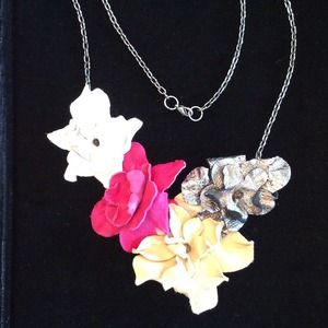 Unique leather flower necklace