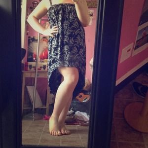 Sparkly black silver and white hi-low dress