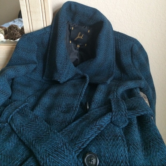 BUNDLEDJack by BB Dakota Abi Teal Herringbone Coat - Picture 2 of 4