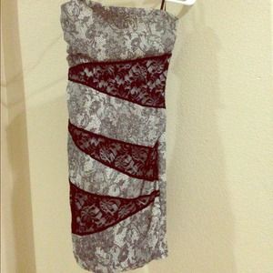 Strapless lace bodycon dress