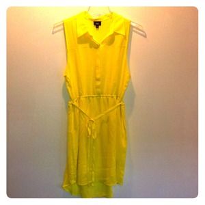Lemon yellow shirtdress with belt