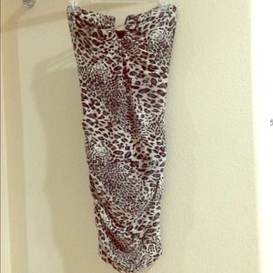 Strapless cheetah print bodycon dress