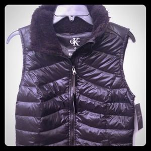 New Ck Calvin Klein Ladies Large Puffer Vest Black