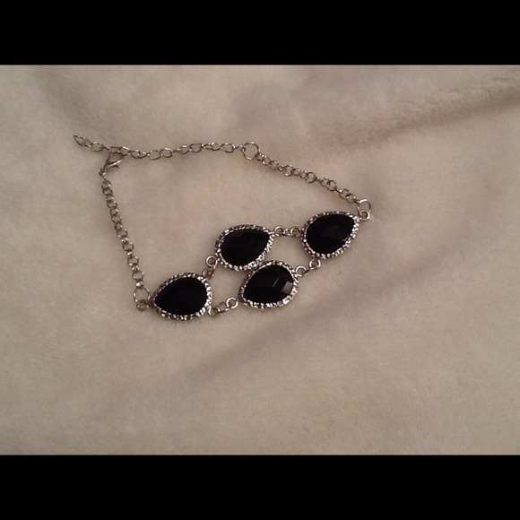 Black onyx costume jewelry bracelet
