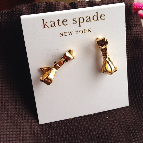 kate spade Jewelry - Kate Spade Love Notes gold bow earrings