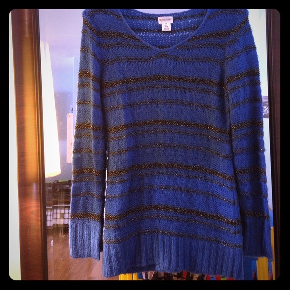 MATERNITY- Blue and black knit sweater