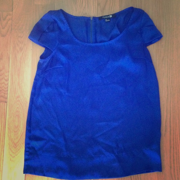 Royal blue satin blouse!