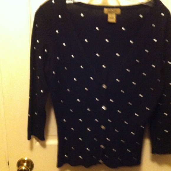 Black white dot cardigan sweater