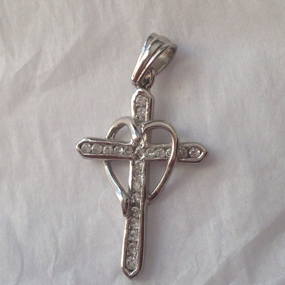 Sterling Sliver Heart•Cross Pendant - Picture 1 of 1