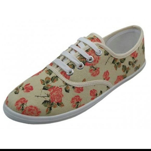 Flower print canvas sneakers - Picture 1 of 2