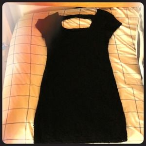 Short black crochet dress