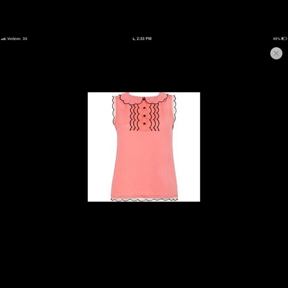 Lipsy Red Sleeveless Scalloped Edge Top
