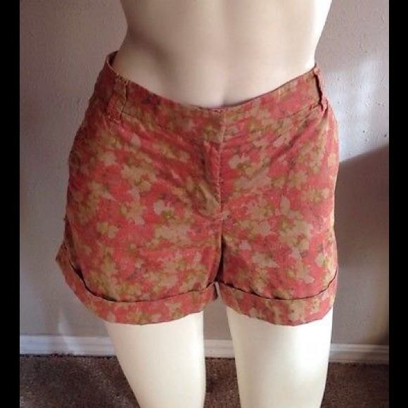 SOLD JCrew Brown Red Washed Floral Shorts Sz 4