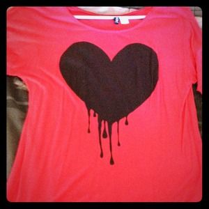 1/4 sleeve red h&m shirt