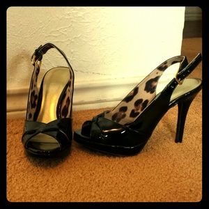 Black Patent sling back pumps