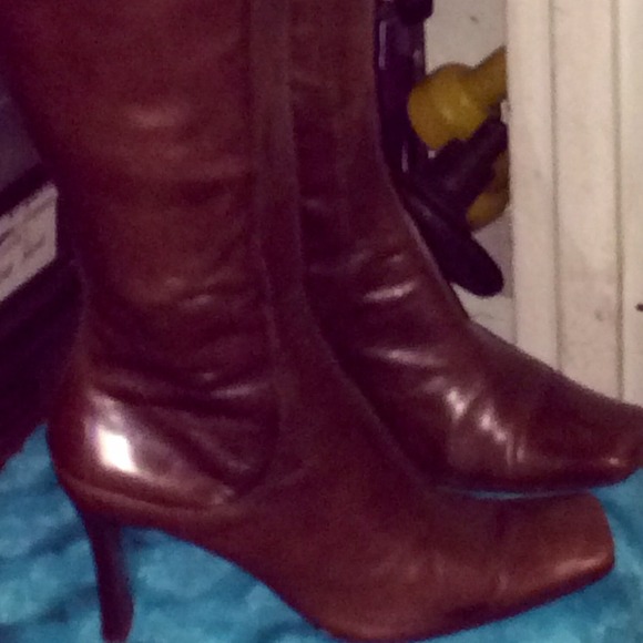 Brown leather boots