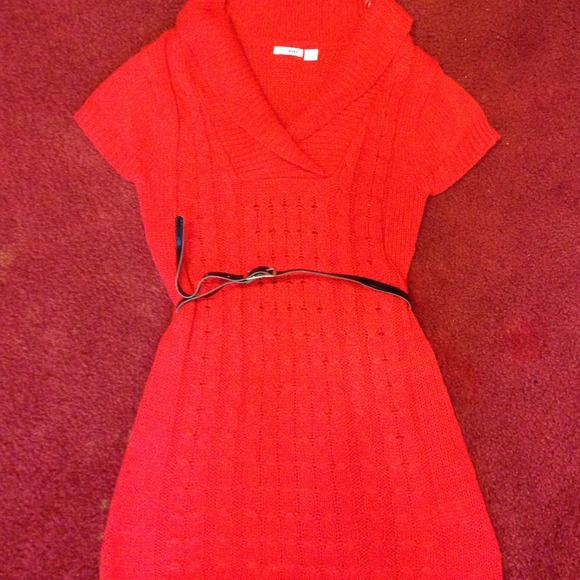 Hot red sweater dress