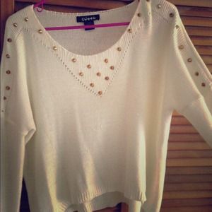 Super comfy cream, studded sweater!! 😊